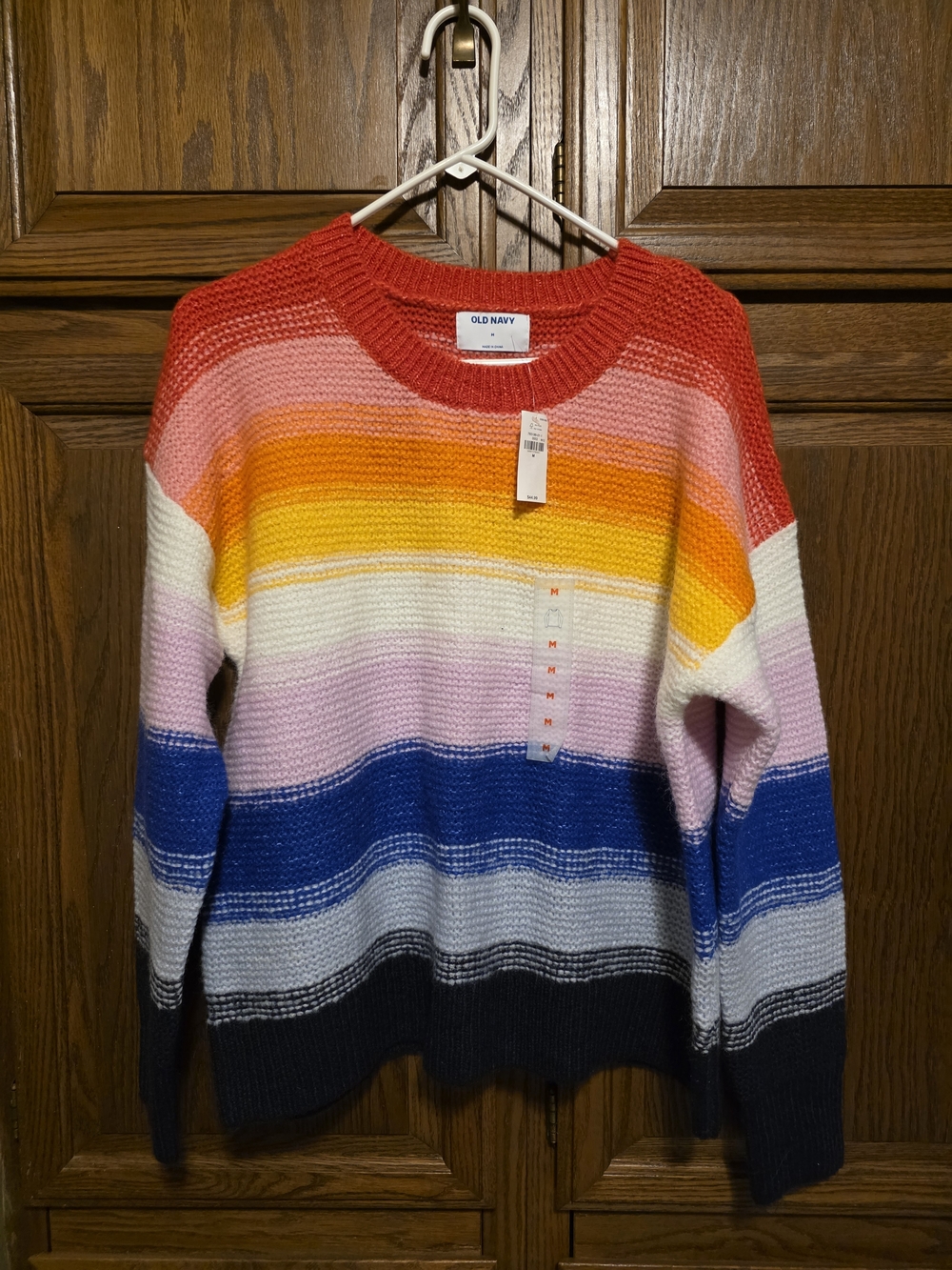 Old Navy Multicolor Striped Knit Sweater - Red, Pink, Yellow, Blue